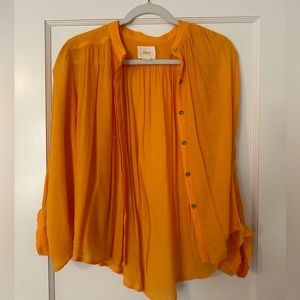 Burnt yellow/orange Maeve button down batwing top. Size small.